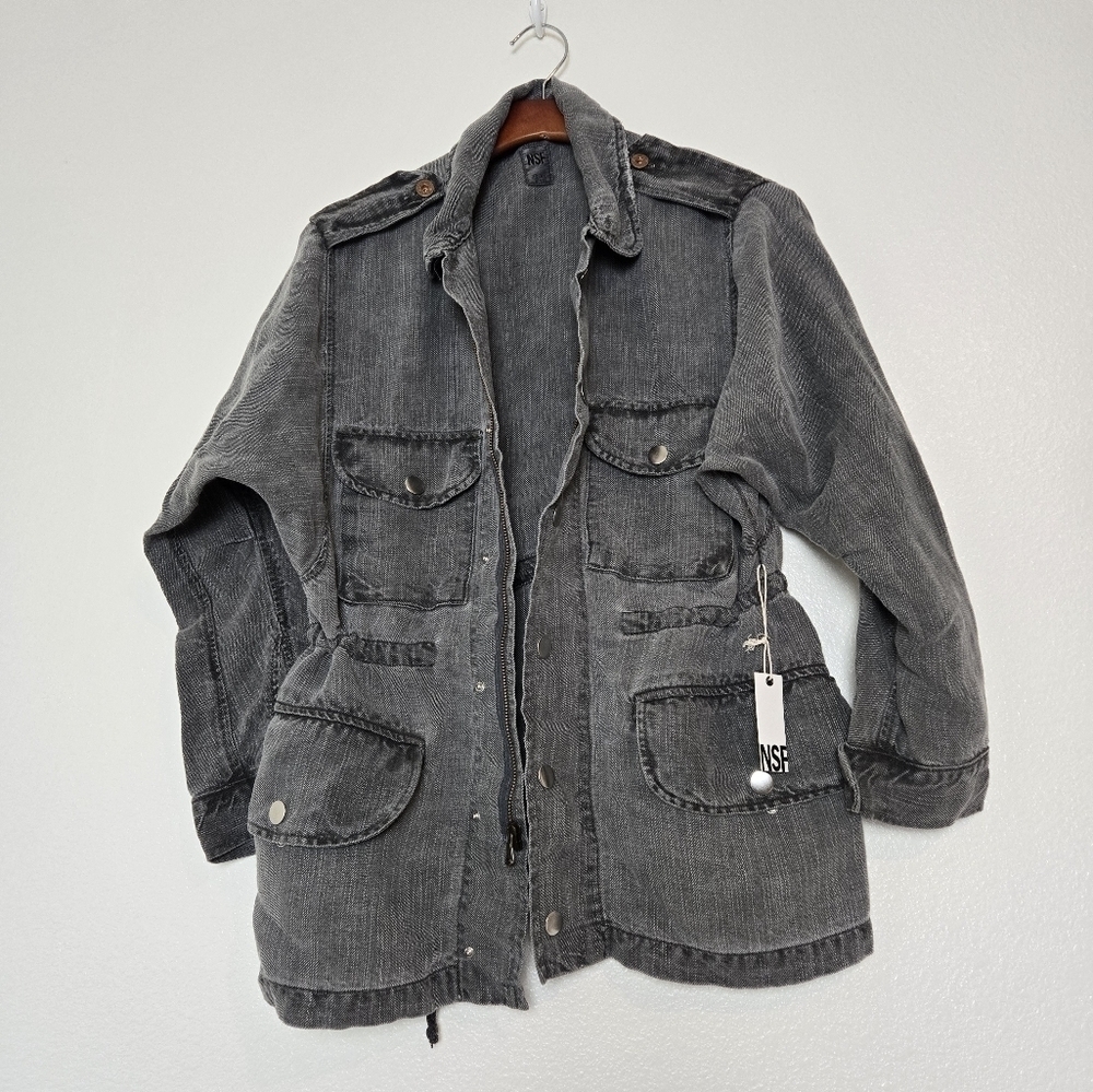 NSF Joli Jacket Size XS Linen Lyocell Blend NWT Utility Grunge Burn Cargo - Picture 13 of 16